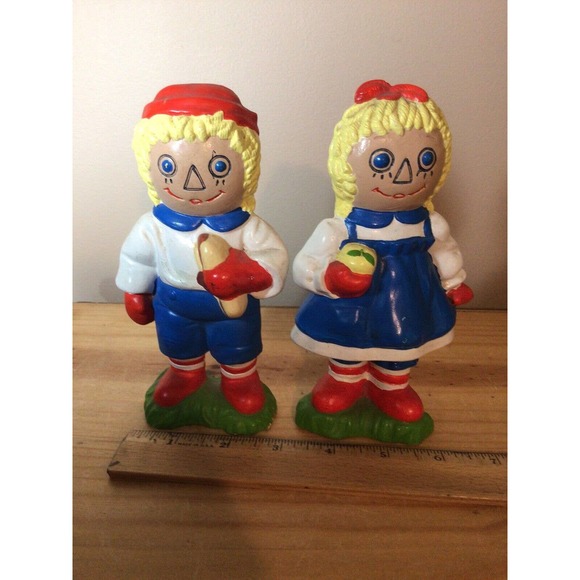 Raggedy Ann and Andy Ceramic Shelf Sitters or Book Ends Duncan Molds - Picture 6 of 10